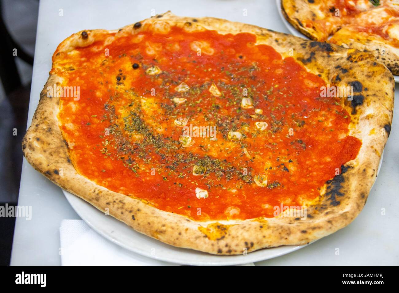Pizza Marinara at Pizzeria da Michele, Naples, Italy Stock Photo