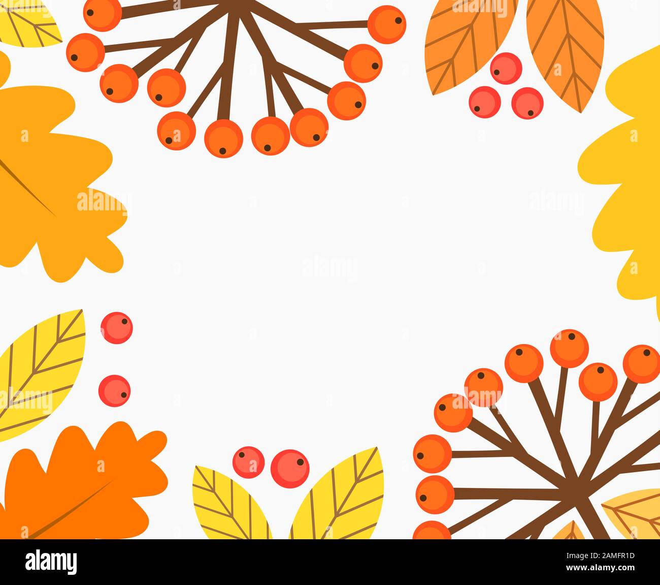 Autumn frame of leaves and berries background. Vector illustration ...