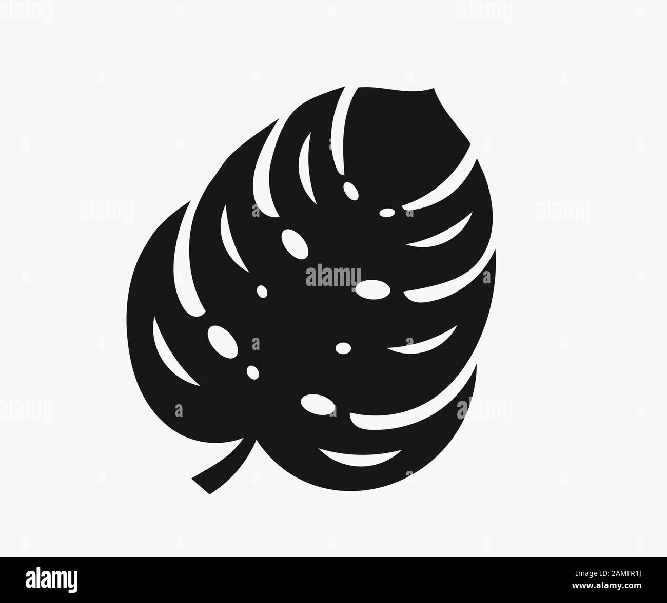 Black monstera leaf icon shape. Vector illustration Stock Vector Image &  Art - Alamy