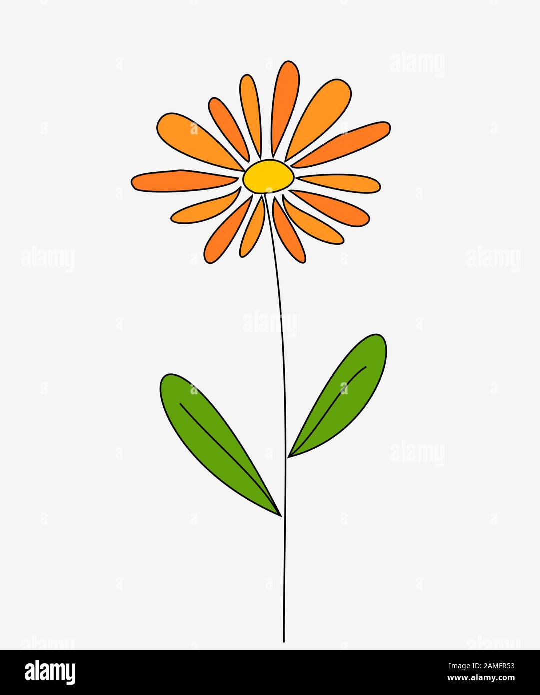 Orange daisy flower, doodle style. Vector illustration Stock Vector