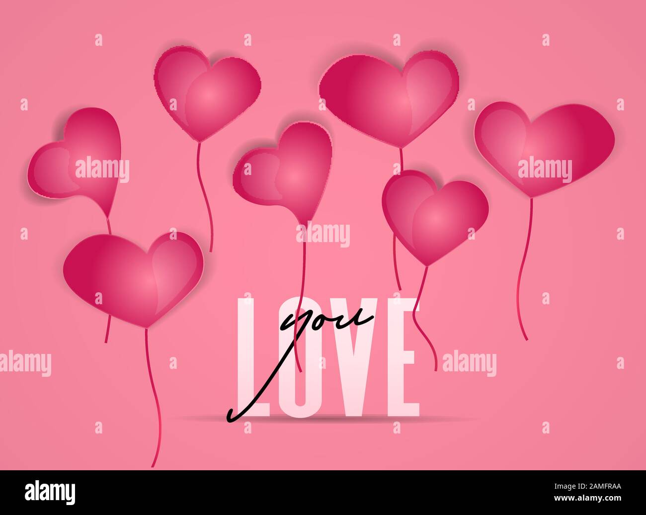 Couple red hearts balloon Stock Vector Images - Alamy