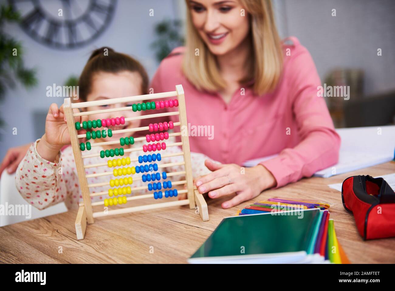 Child learning to count at home Stock Photo Alamy