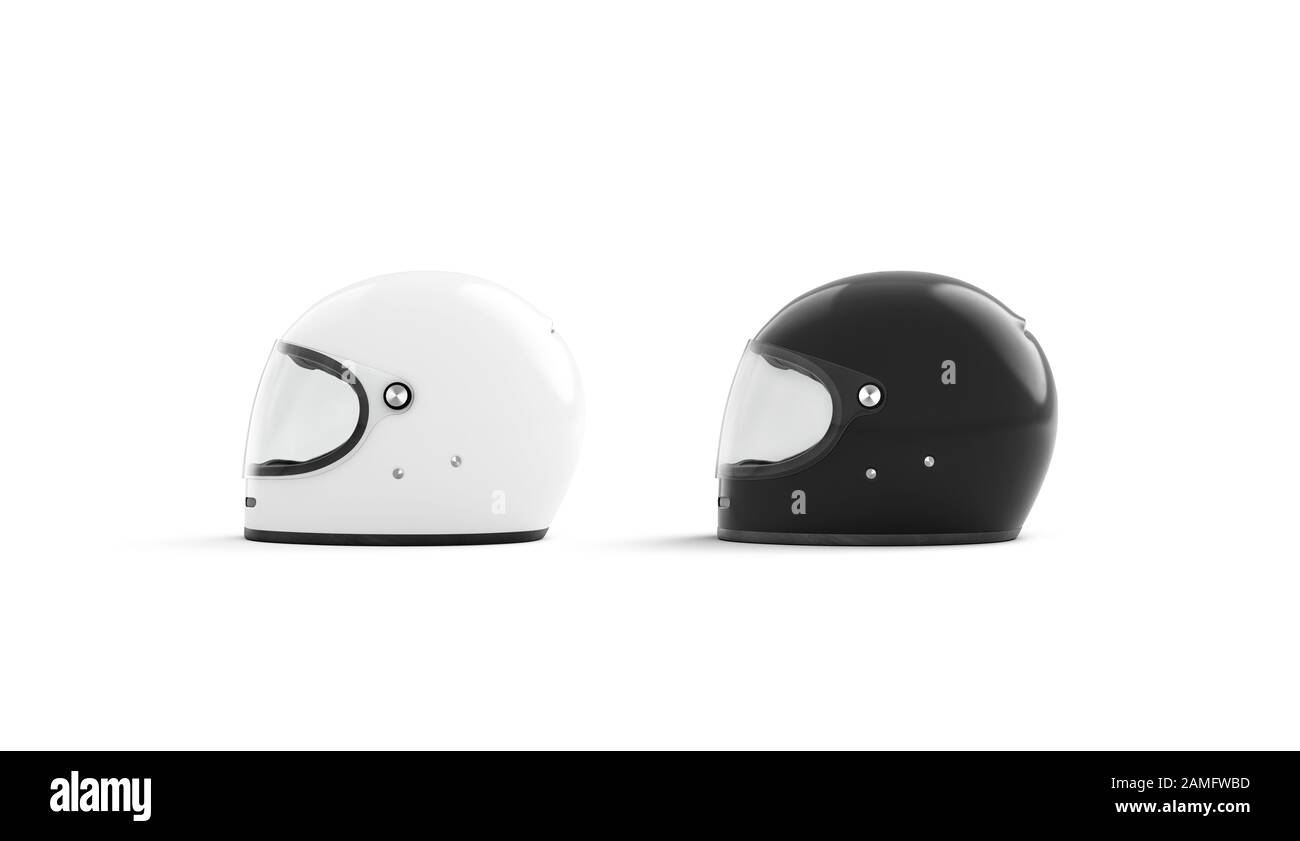 Blank black and white driver helmet mock up set isolated Stock Photo