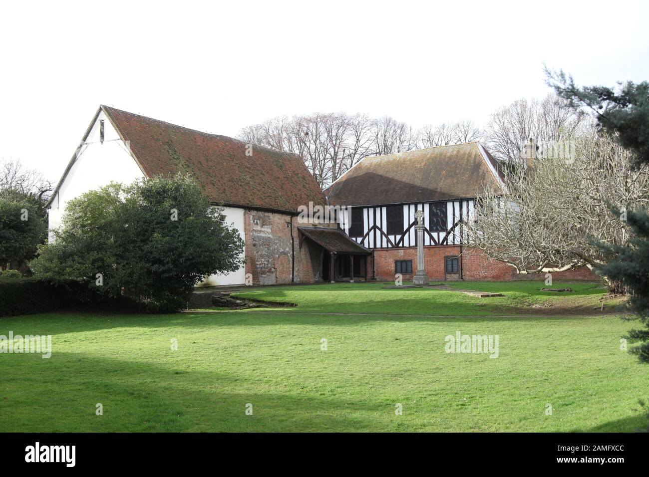 View of Prittlewell Priory from across the lawn, Southend on Sea, Essex, UK, January 2020 Stock Photo