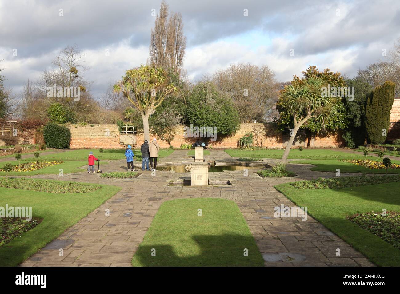 The walled garden at Priory Park in Winter, Prittlewell, Southend on Sea, Essex, UK - January 2020 Stock Photo