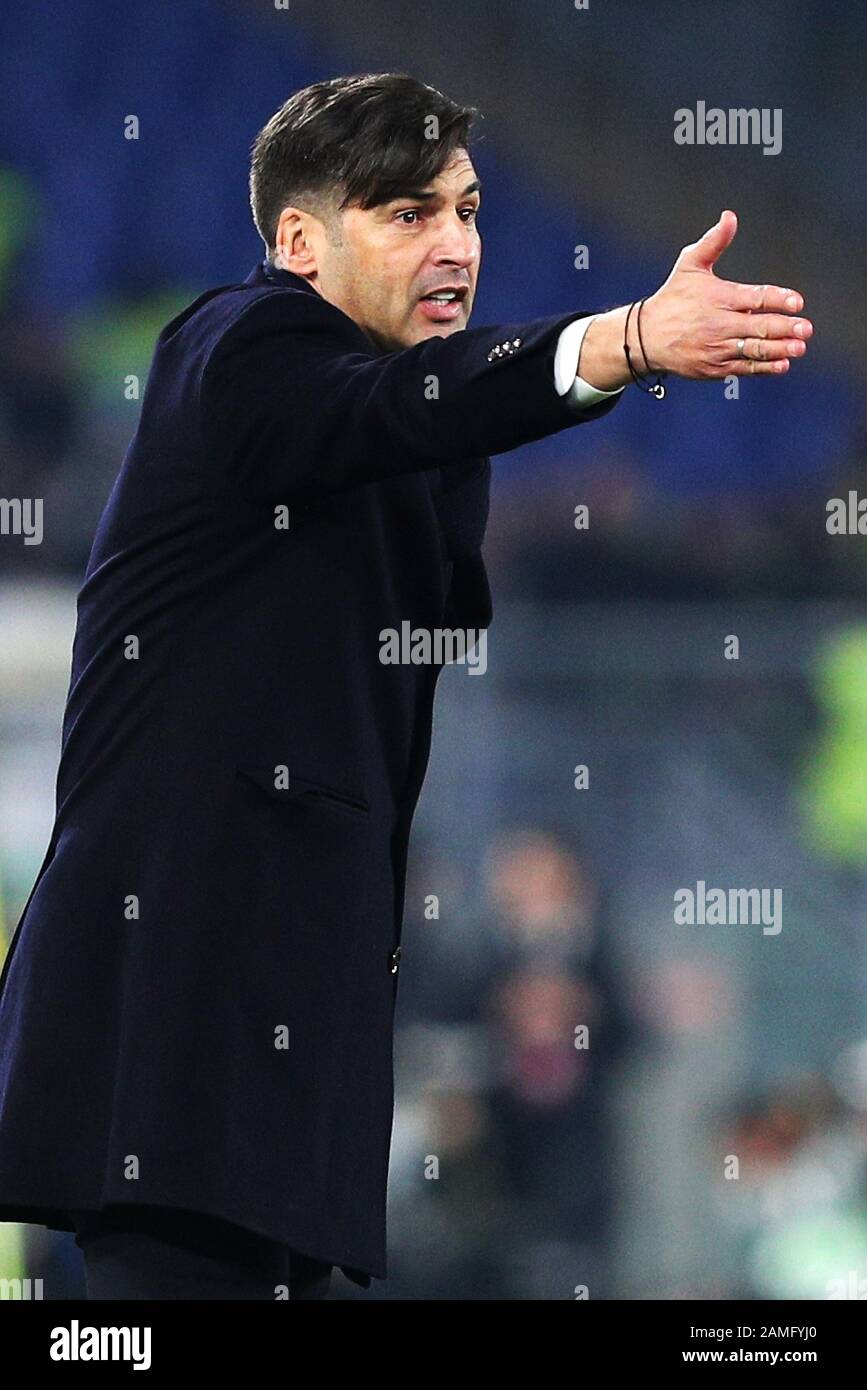 Roma head coach Paulo Fonseca gestures during the Italian championship  Serie A football match between AS