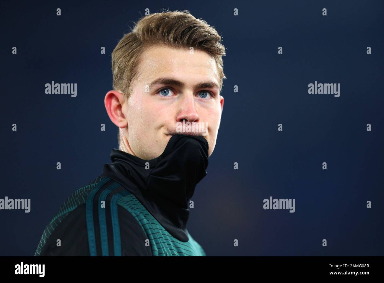 Matthijs De Ligt of Juventus during the warm up before the Italian championship Serie A football match between AS Roma and Juventus on January 12, 2020 at Stadio Olimpico in Rome, Italy - Photo Federico Proietti/ESPA-Imaes Stock Photo