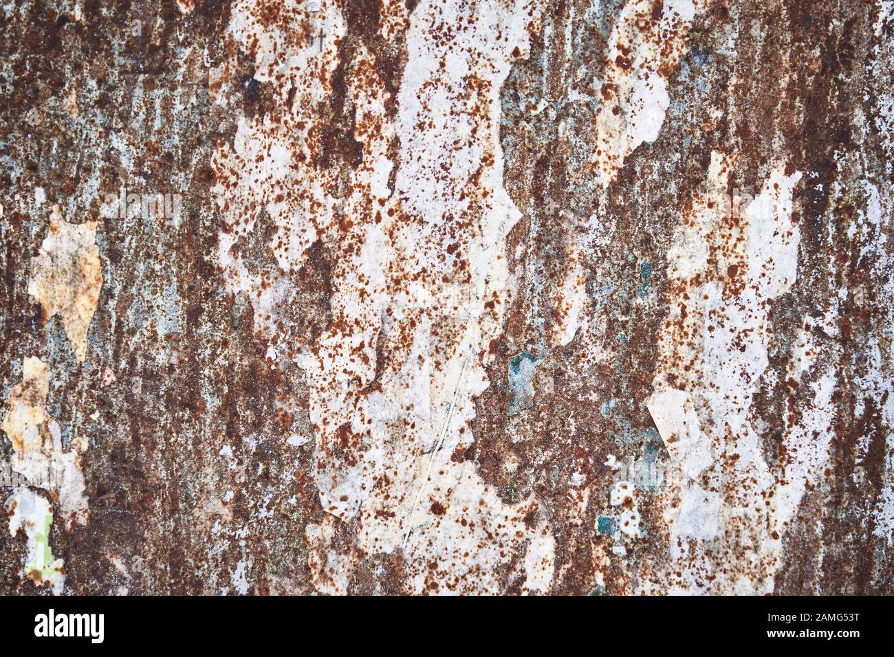Color photo of metal surfaces with rust and paint. Metal surface Stock Photo