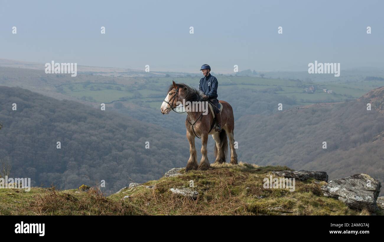 Horse Riding on Dartmoor Stock Photo Alamy