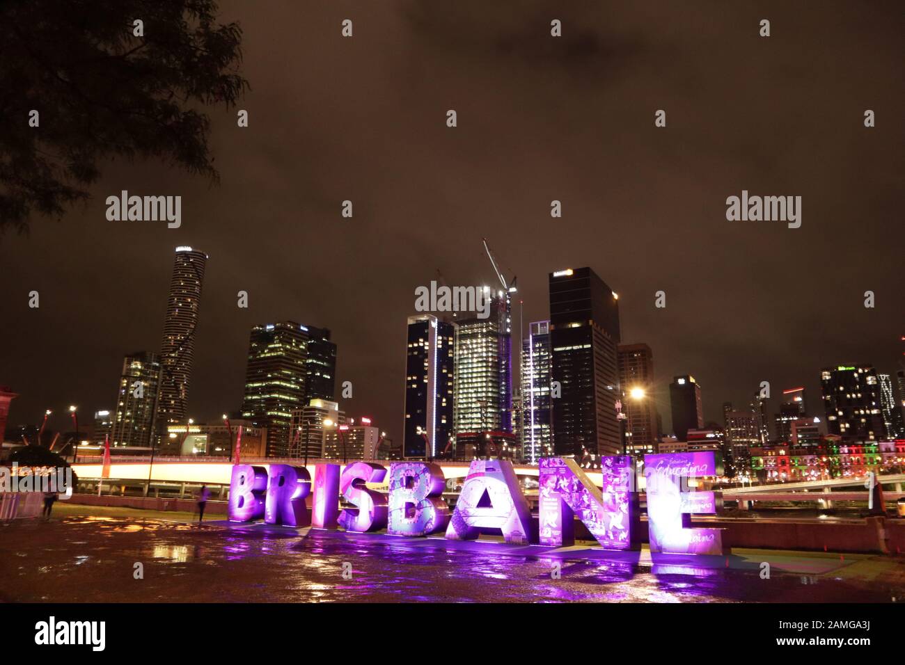 Brisbane cityscape by night Stock Photo