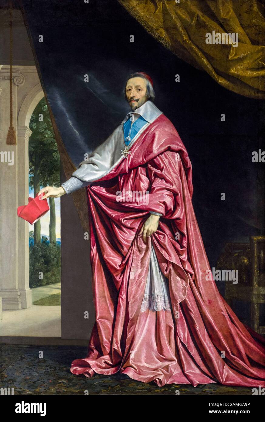 Portrait of Armand Jean du Plessis, Cardinal Richelieu, painting by Philippe de Champaigne, 1633-1640 Stock Photo
