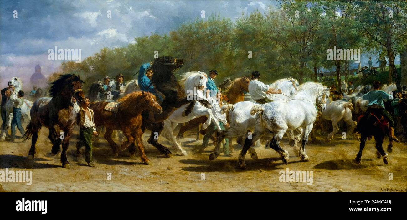 Rosa Bonheur, The Horse Fair, painting, 1852-1855 Stock Photo