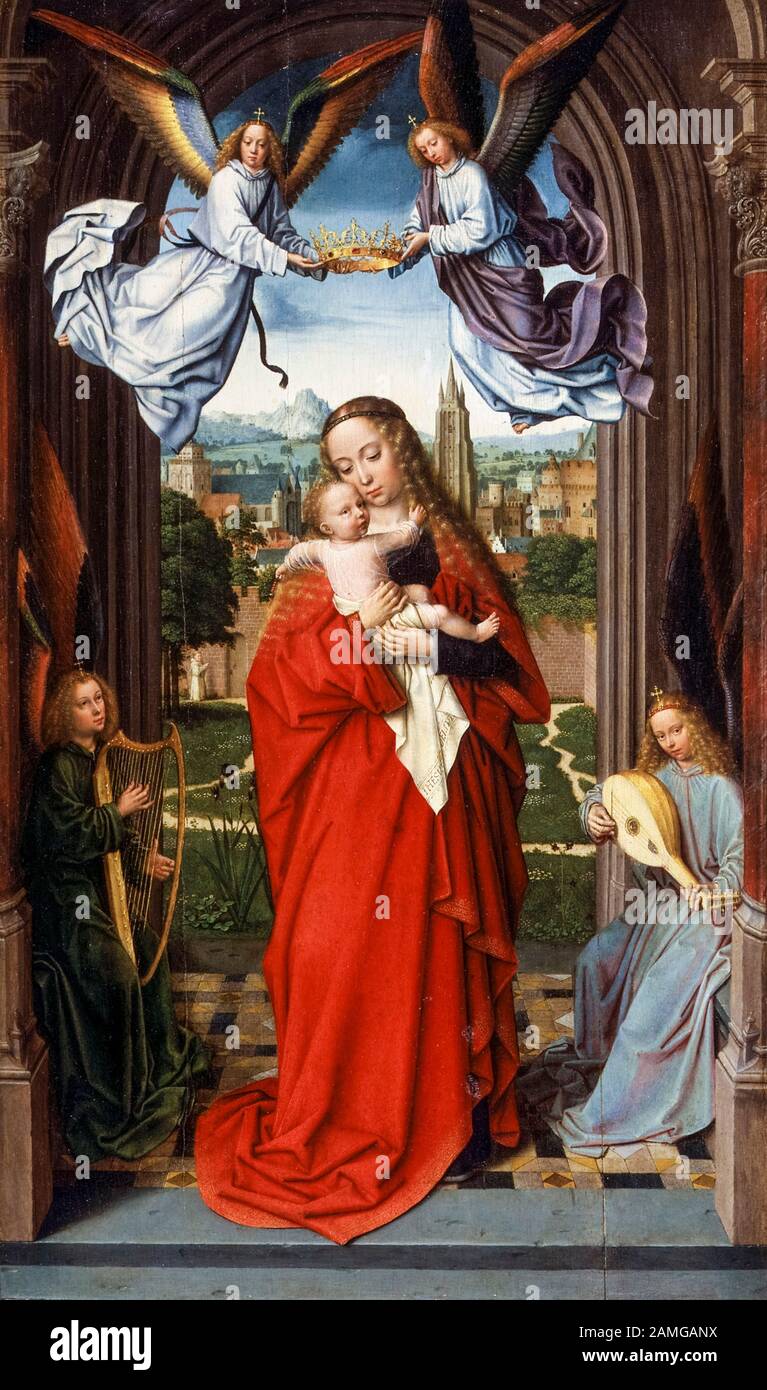 Gerard David, Virgin and Child with Four Angels, painting, 1510-1515 Stock Photo