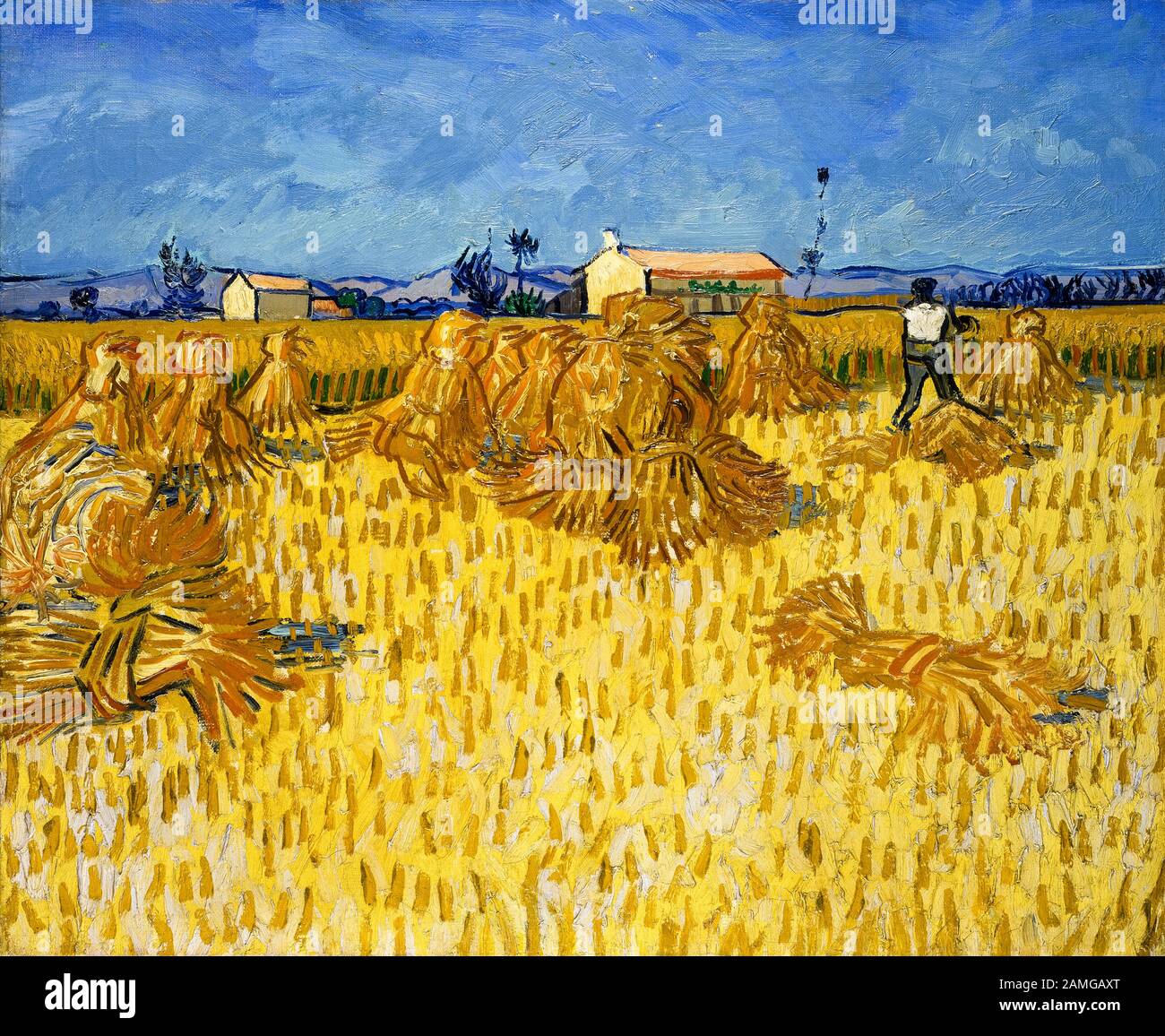 Vincent Van Gogh, Corn Harvest in Provence, landscape painting, 1888 Stock Photo