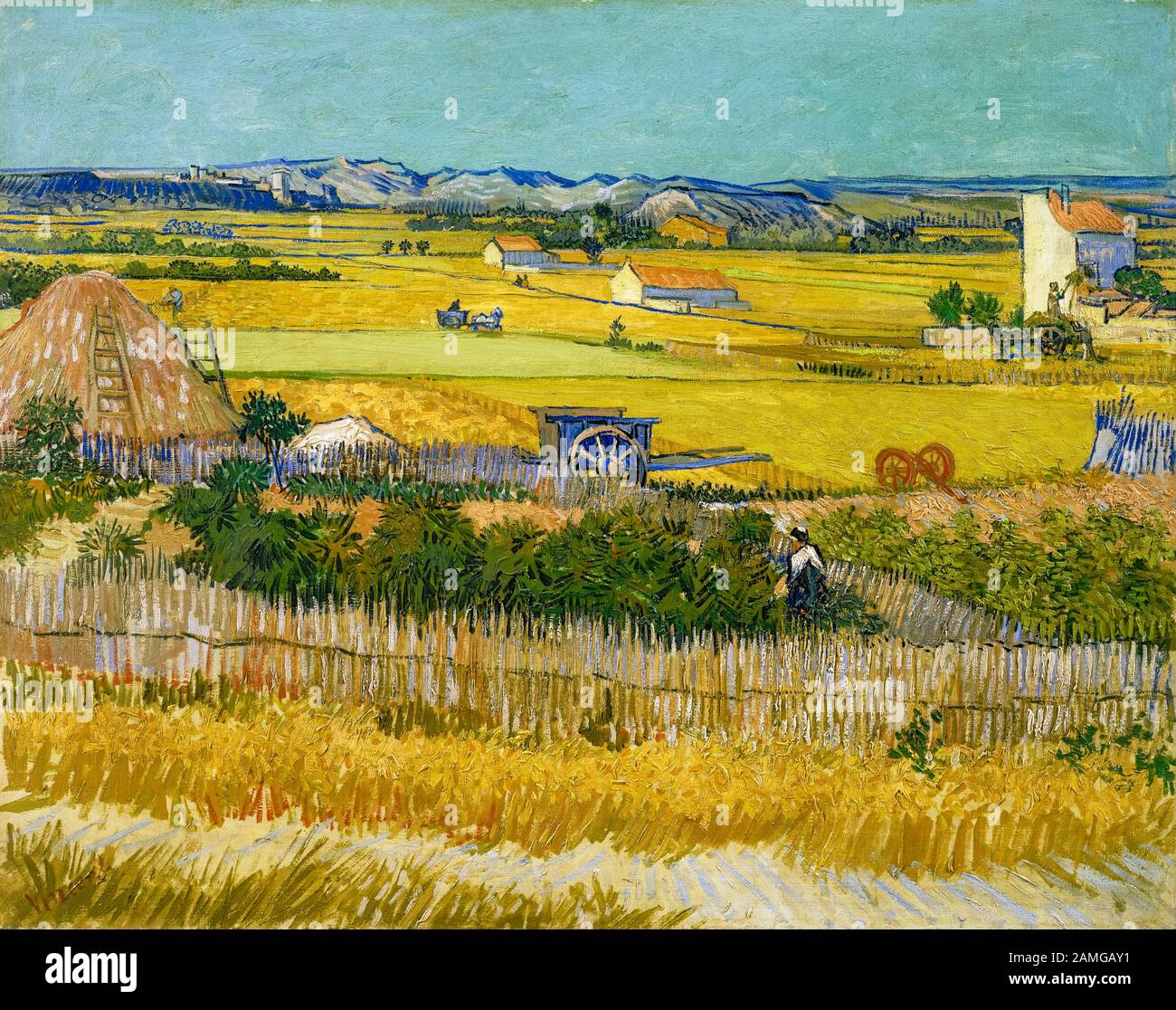 Vincent Van Gogh, The Harvest, Post Impressionist landscape painting, 1888 Stock Photo