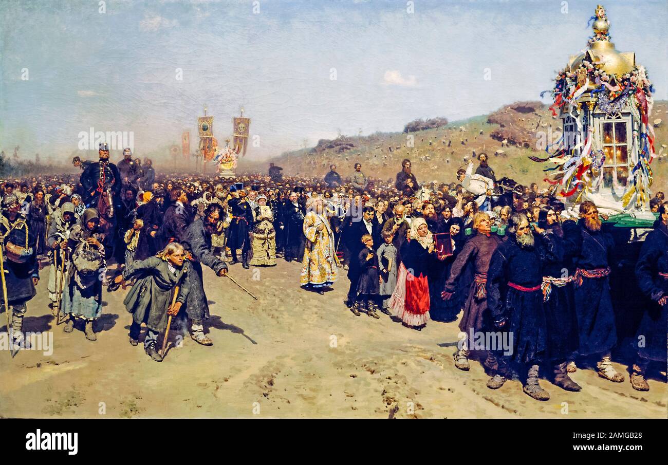 Ilya Repin, Krestny Khod (Religious Procession) in Kursk Gubernia, painting, 1880-1883 Stock Photo