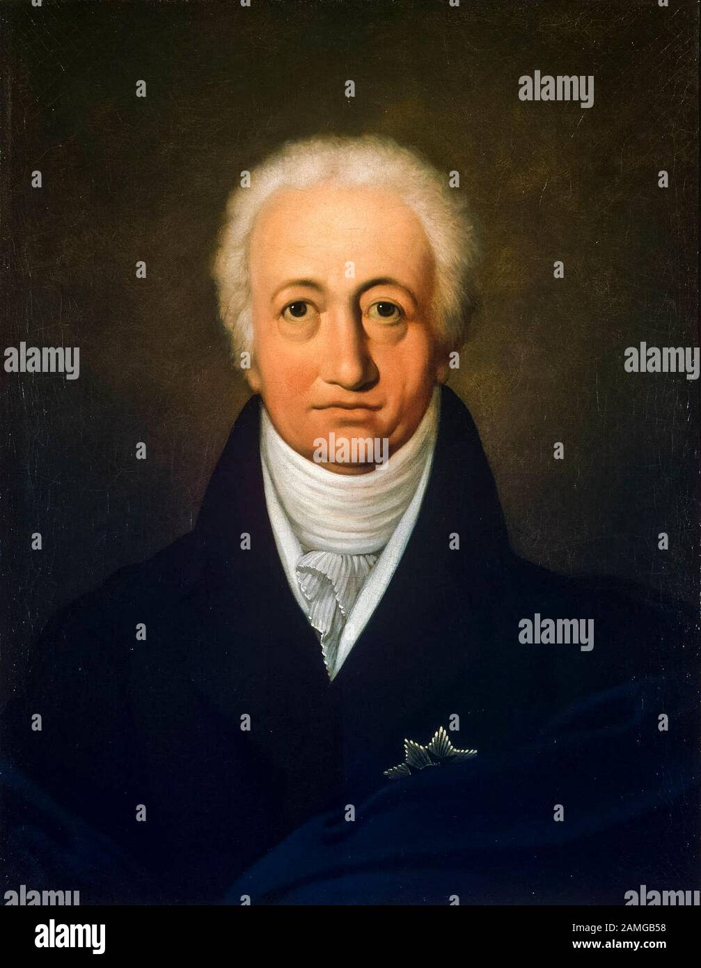 Johann Wolfgang von Goethe (1749-1832), portrait painting by Ferdinand Jagemann, 1818 Stock Photo