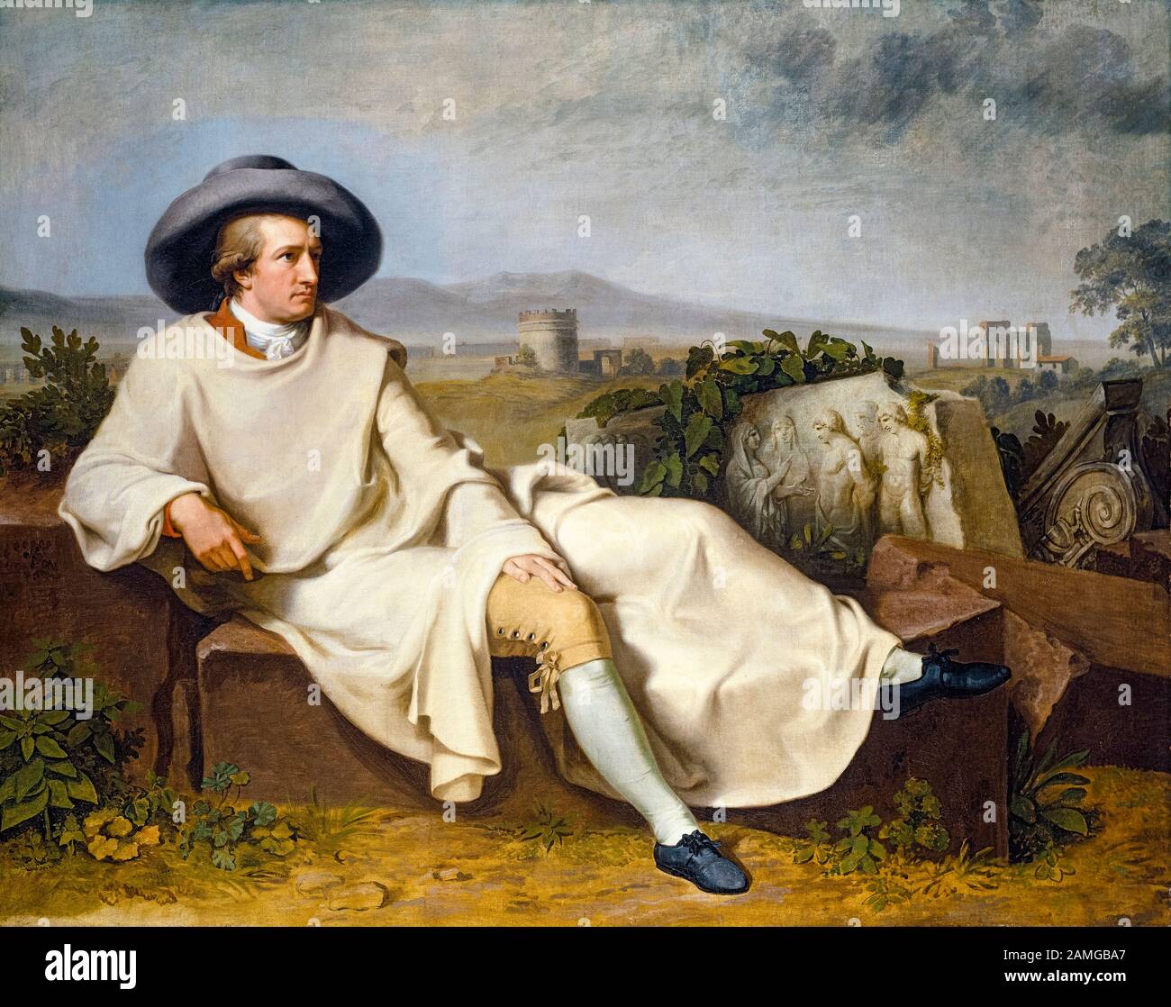 Johann Heinrich Wilhelm Tischbein, Goethe in the Roman Campagna, (Johann Wolfgang von Goethe (1749-1832)), portrait painting, 1787 Stock Photo