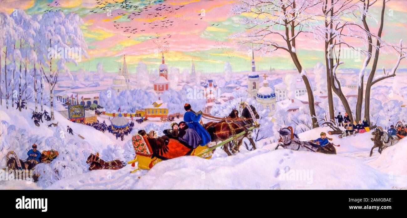 Boris Kustodiev, Shrovetide, painting, 1916 Stock Photo