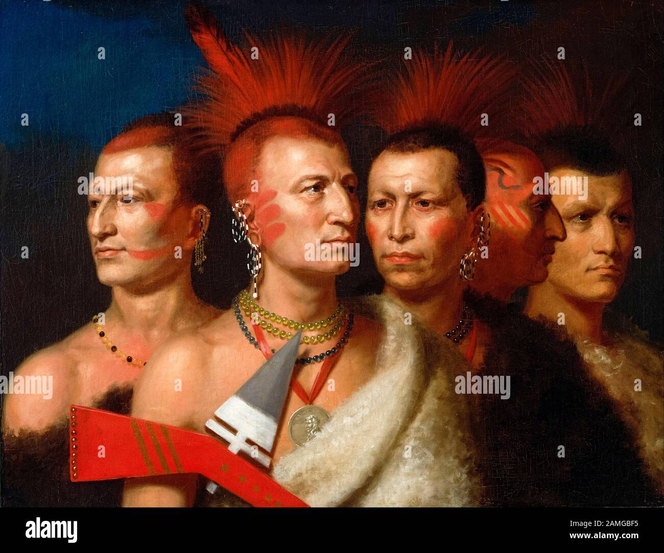 Charles Bird King, Young Omahaw, War Eagle, Little Missouri, Pawnees,  Native Americans, portrait painting, 1821 Stock Photo