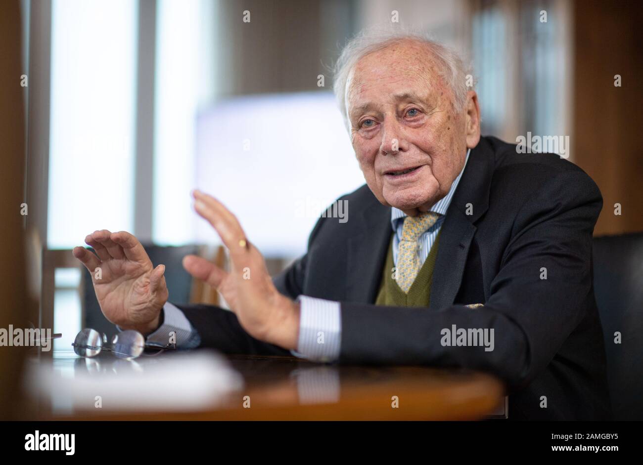 Stuttgart, Germany. 13th Jan, 2020. Reinhold Würth, founder of the Würth Group, takes part in a conversation with the German Press Agency (dpa). Credit: Marijan Murat/dpa/Alamy Live News Stock Photo