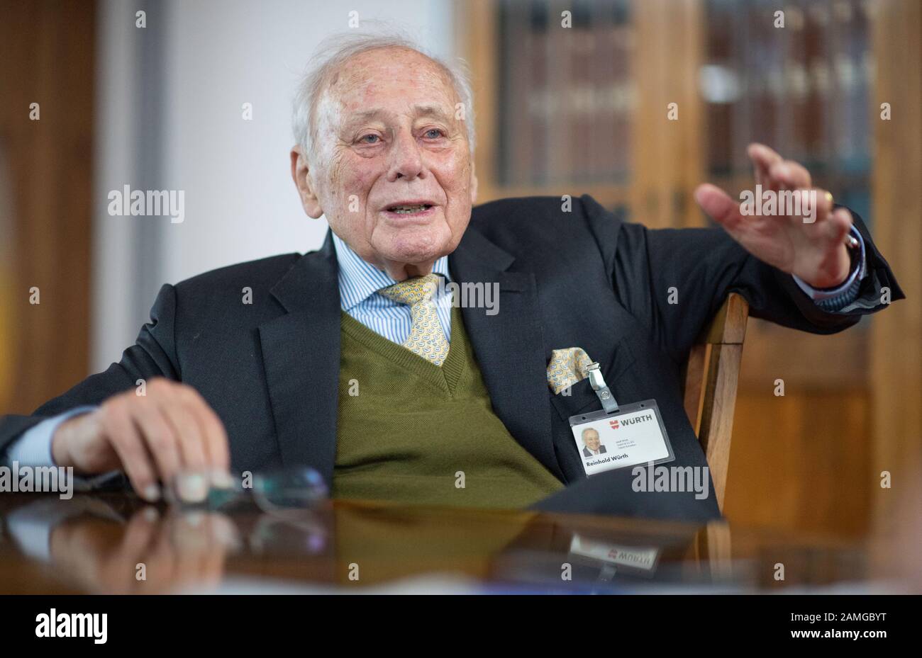 Stuttgart, Germany. 13th Jan, 2020. Reinhold Würth, founder of the Würth Group, takes part in a conversation with the German Press Agency (dpa). Credit: Marijan Murat/dpa/Alamy Live News Stock Photo