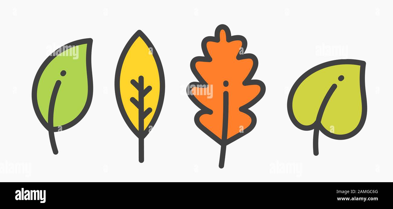 Set of colorful autumn leaf icons. Vector illustration Stock Vector ...