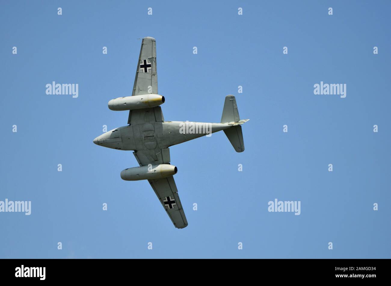 Zeltweg, Austria - July 1st 2011: Messerschmitt ME 262 fighter aircraft from second World War by airshow  first jet fighter in WWII Stock Photo