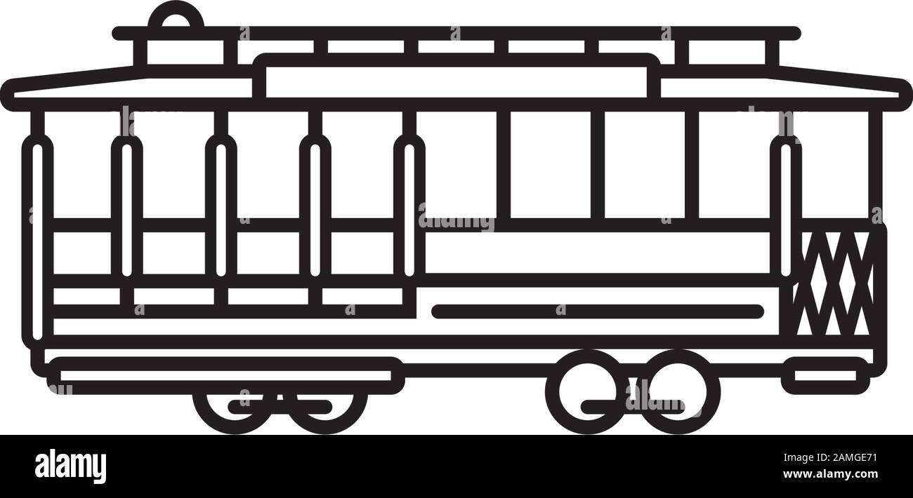 San Francisco cable car line icon. Public transport vector symbol. Stock Vector
