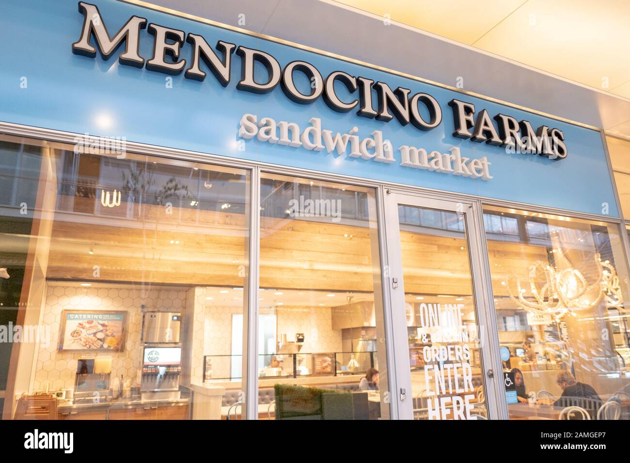 Exterior of the Mendocino Farms sandwich restaurant in City Center, Ranch, San Ramon