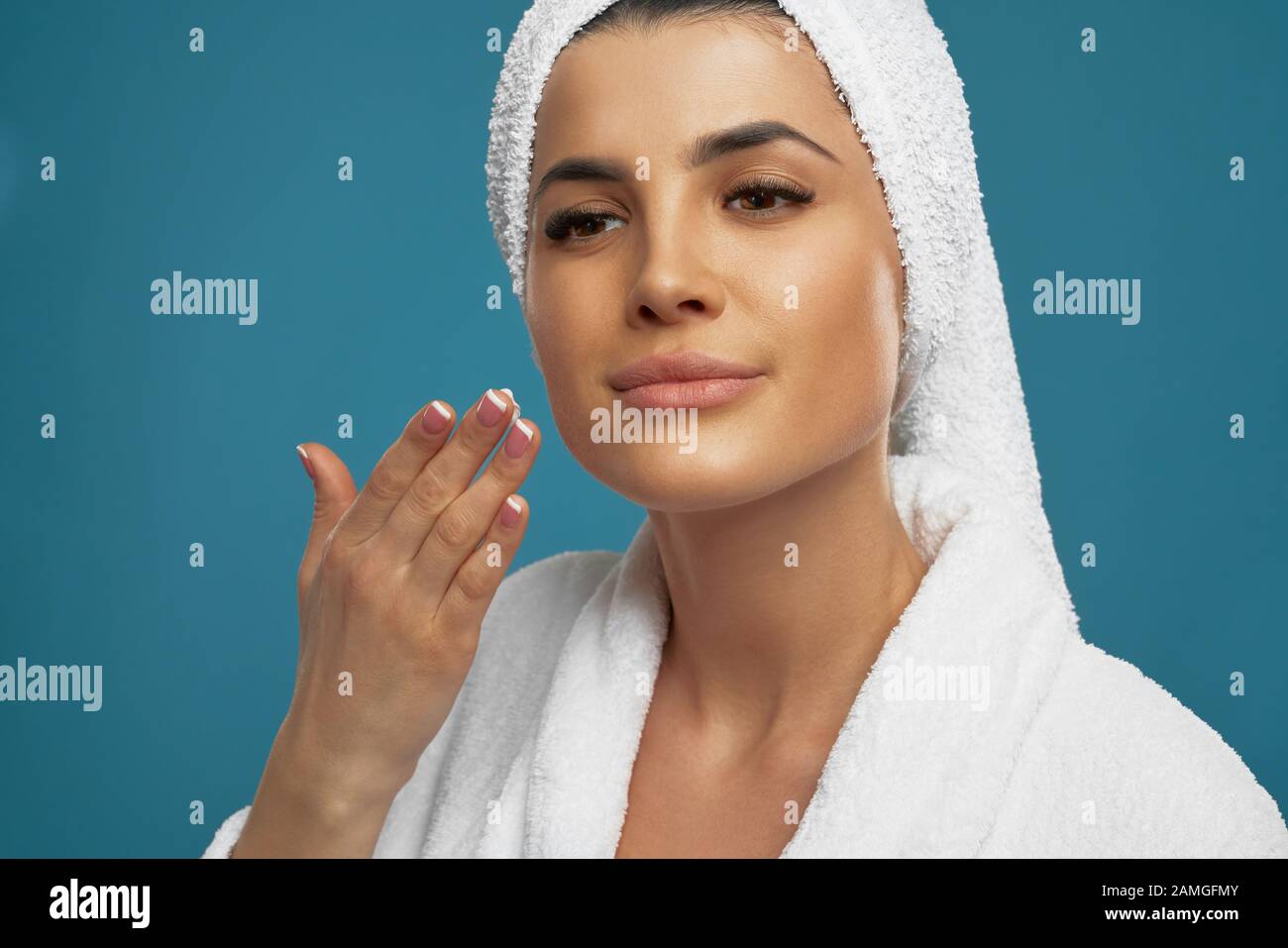 Woman using shower head hires stock photography and images Alamy