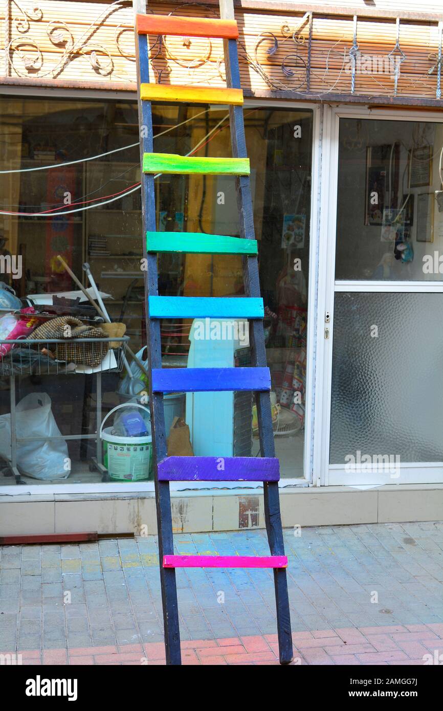 Cyprus, colorful ladder Stock Photo Alamy