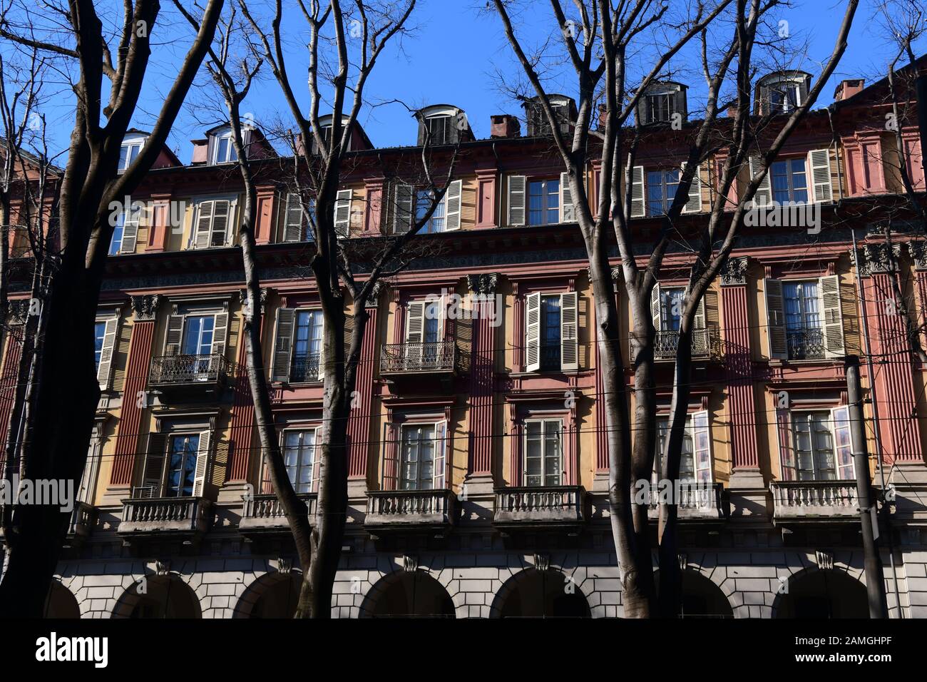 Turin, Italy: Residential houses in wintertime Stock Photo