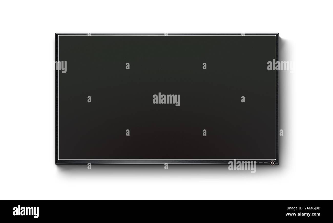 Black TV flat screen, plasma mock up on the wall Stock Photo Alamy