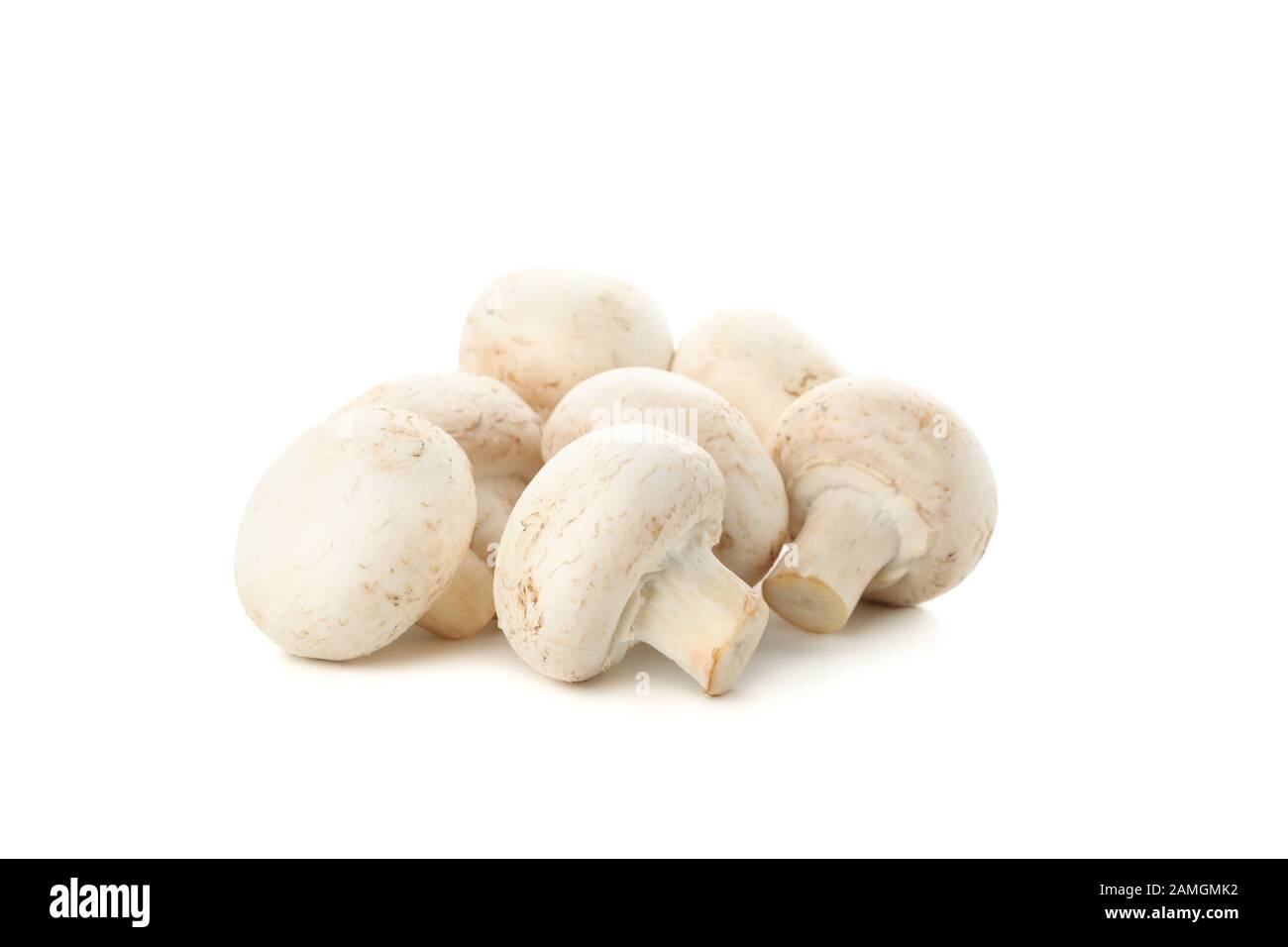 Group of champignon mushrooms isolated on white background Stock Photo