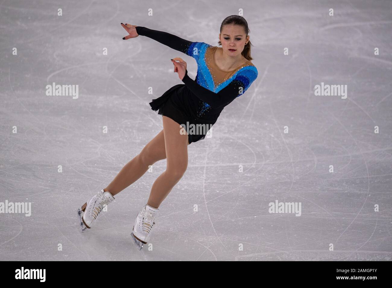 Lausanne, Switzerland. 13th, Jan 2020 RYABOVA Ekaterina (AZE) competes in Figure Skating Women Free Dance during the Lausanne 2020 Youth Olympic Games at Vaudoise Arena on Monday, 13 January 2020. Lausanne, Switzerland. Credit: Taka G Wu/Alamy Live News Stock Photo