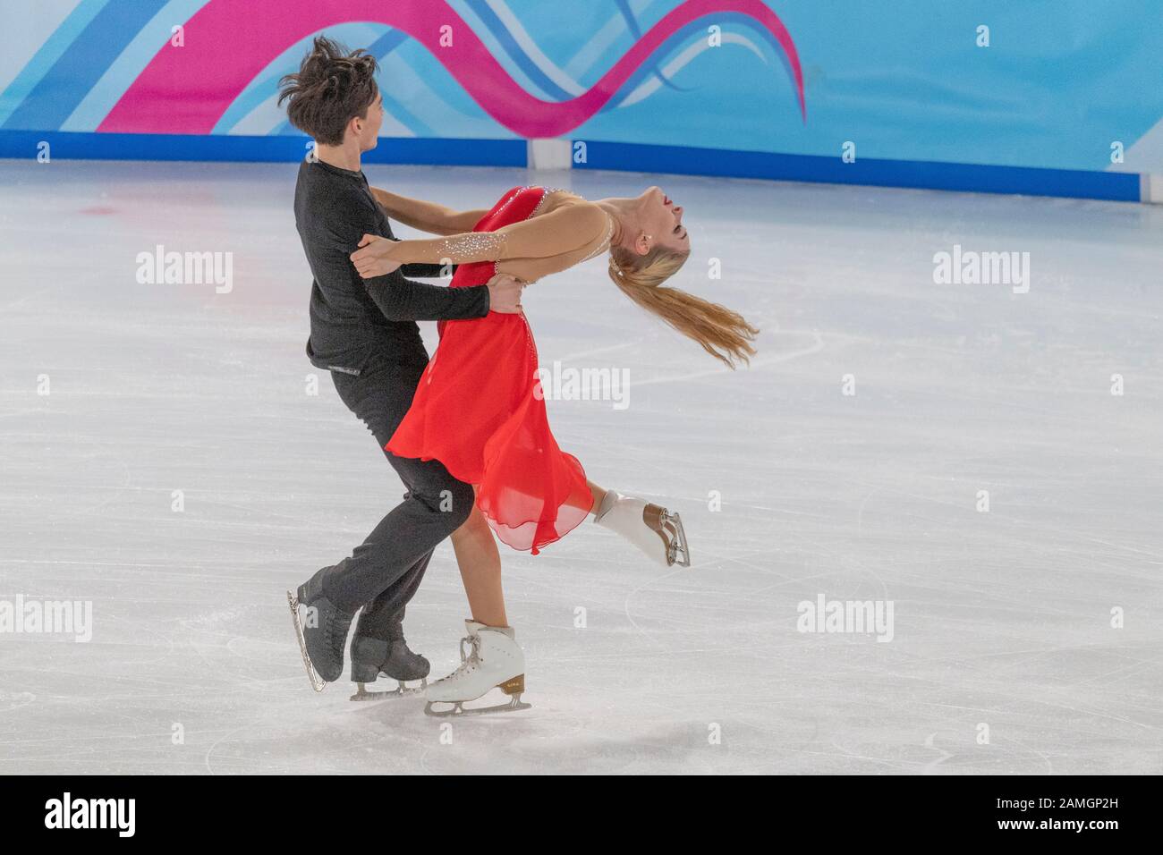 Lausanne, Switzerland. 13th Jan, 2020. Lausanne, Switzerland - 2020/01/13:  Denisa Cimlova and Vilem Hlavsa of Czech perform during the ice dance  competition (free program) for couples at the Lausanne 2020 Youth Olympic