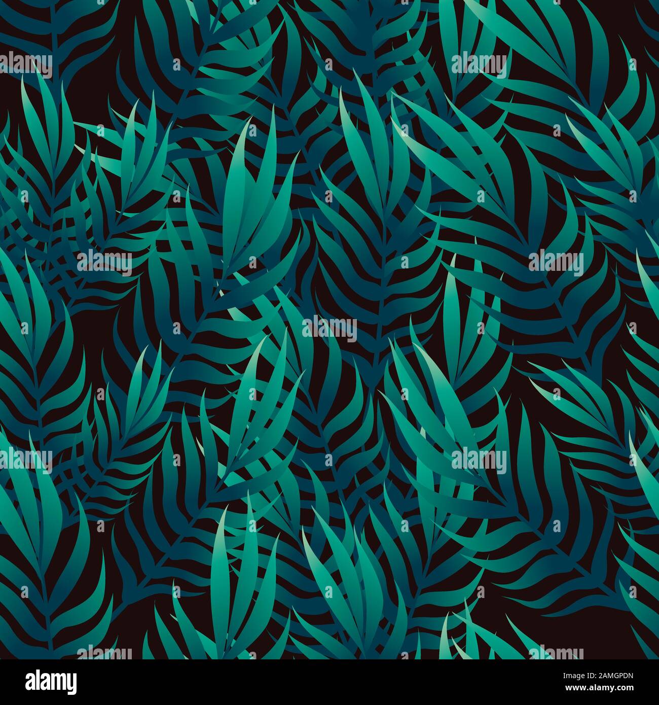 Seamless pattern of tropical green leaves with different shape flat ...