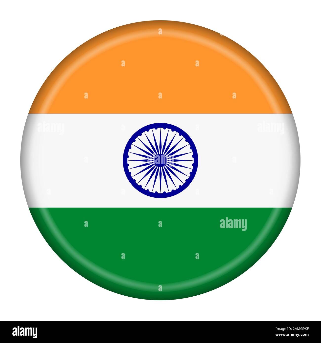 An India flag button illustration with clipping path Stock Photo