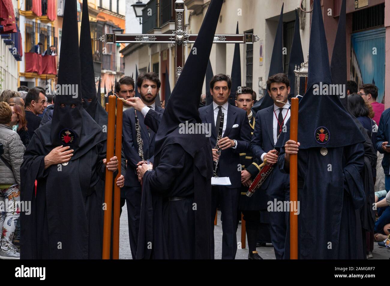 Semana santa , Easter religious parade event in Seville, Andalusia,spain Stock Photo