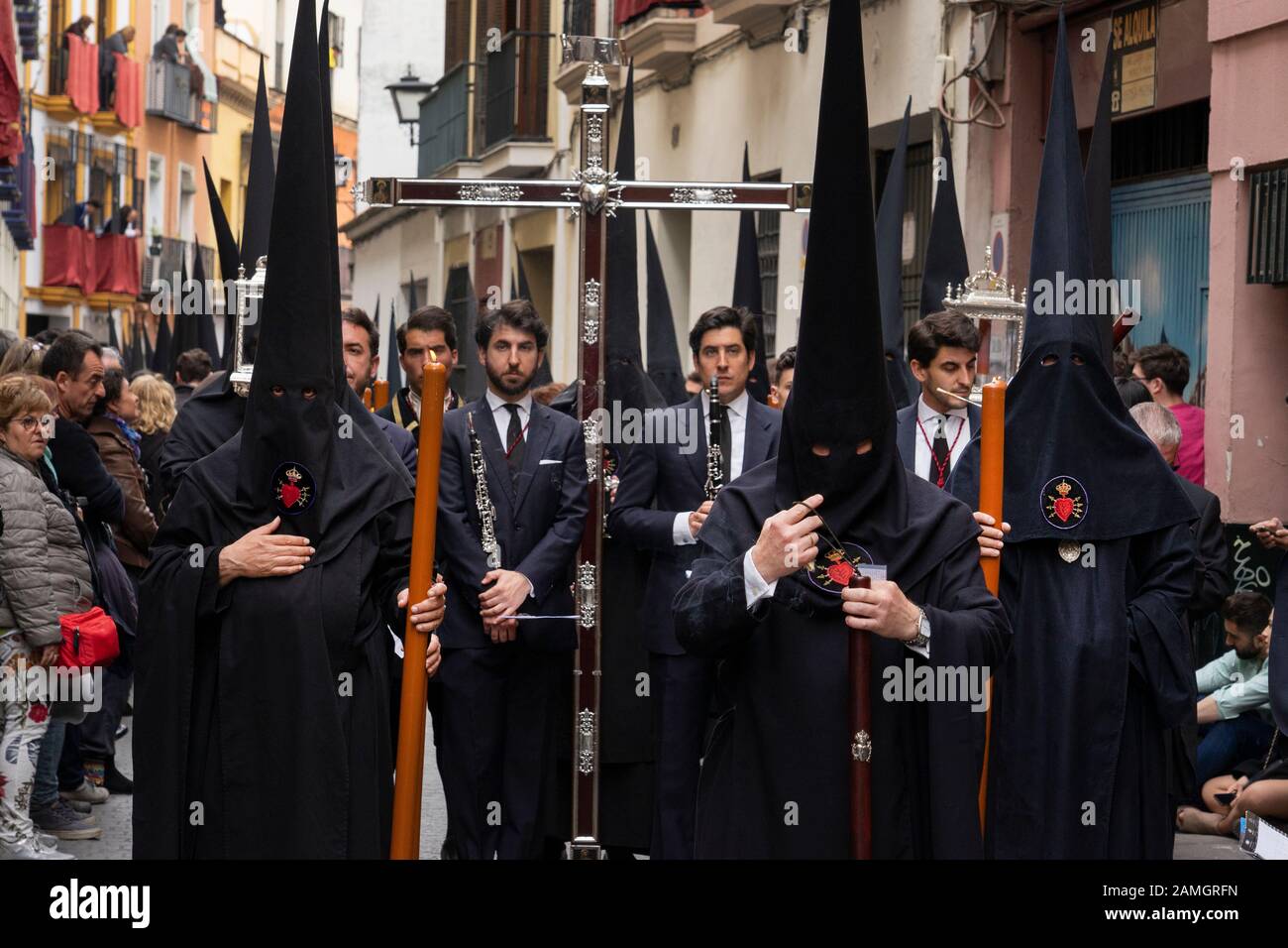 Semana santa , Easter religious parade event in Seville, Andalusia,spain Stock Photo