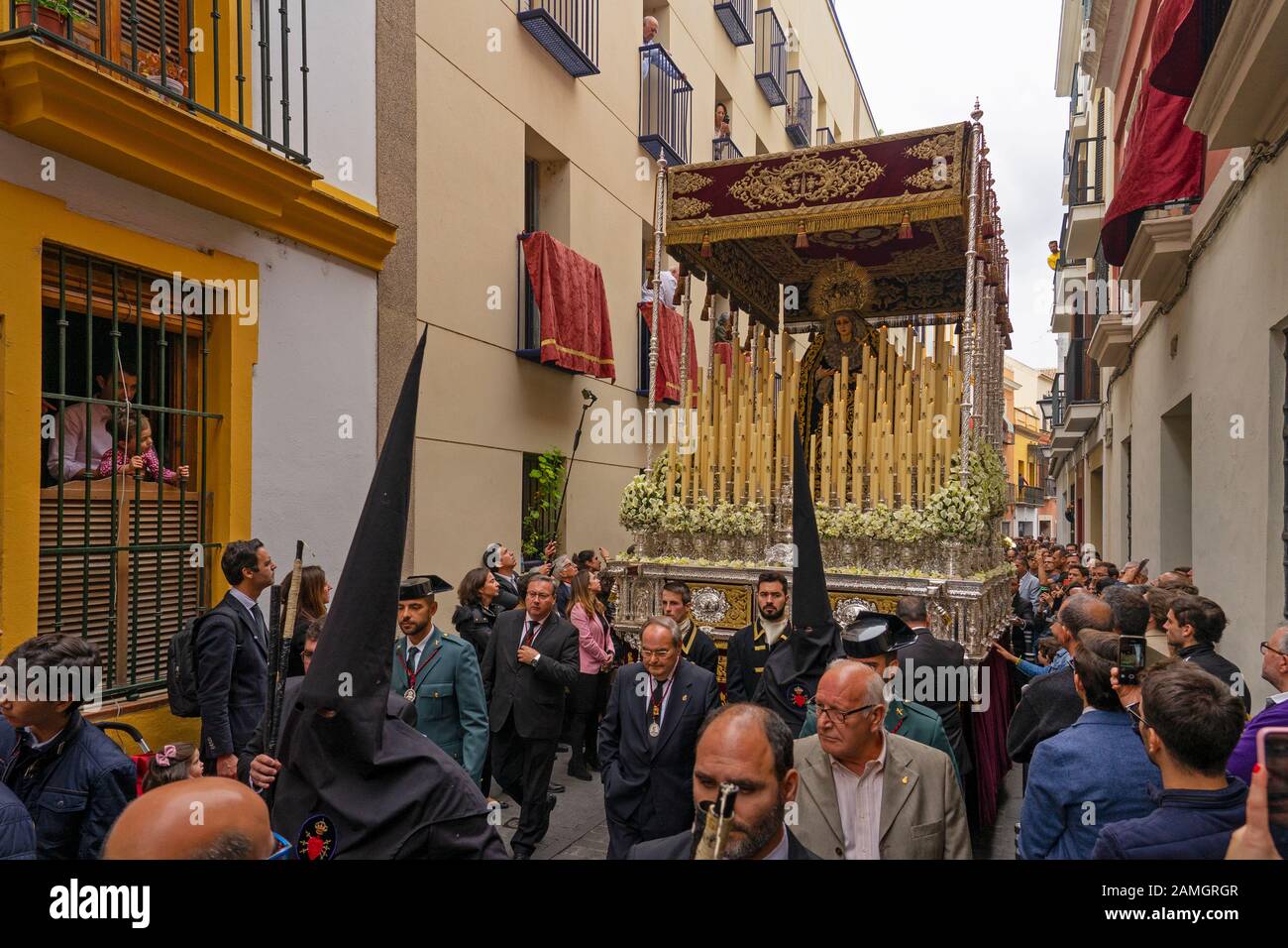 Semana santa , Easter religious parade event in Seville, Andalusia,Spain Stock Photo