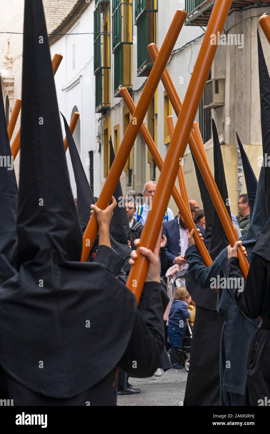 Semana santa , Easter religious parade event in Seville, Andalusia,spain Stock Photo