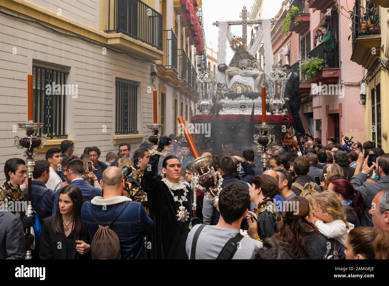 Semana santa , Easter religious parade event in Seville, Andalusia,Spain Stock Photo