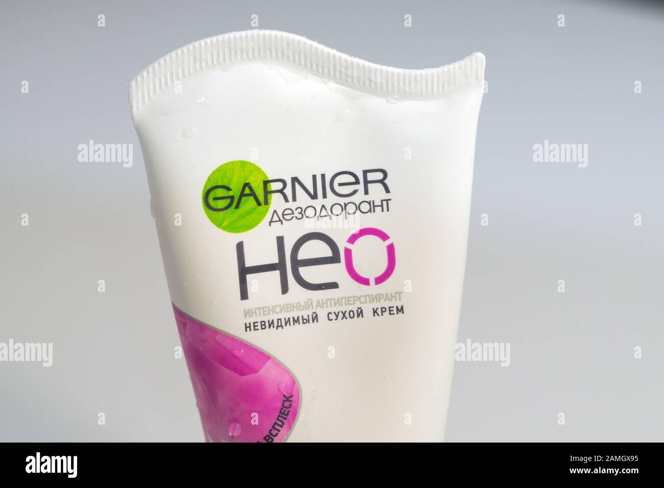 Tyumen, Russia - November 25, 2019: garnier deodorant neo invisible logo  close-up Stock Photo - Alamy