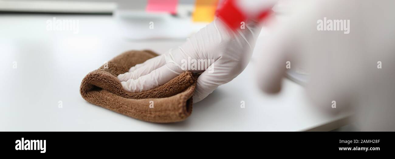 Swabber cleaning office Stock Photo