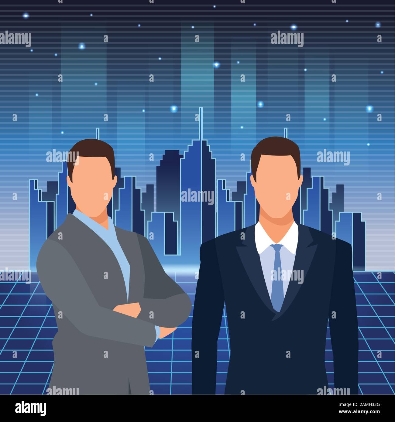 artificial intelligence technology businessmen virtual reality interface future Stock Vector