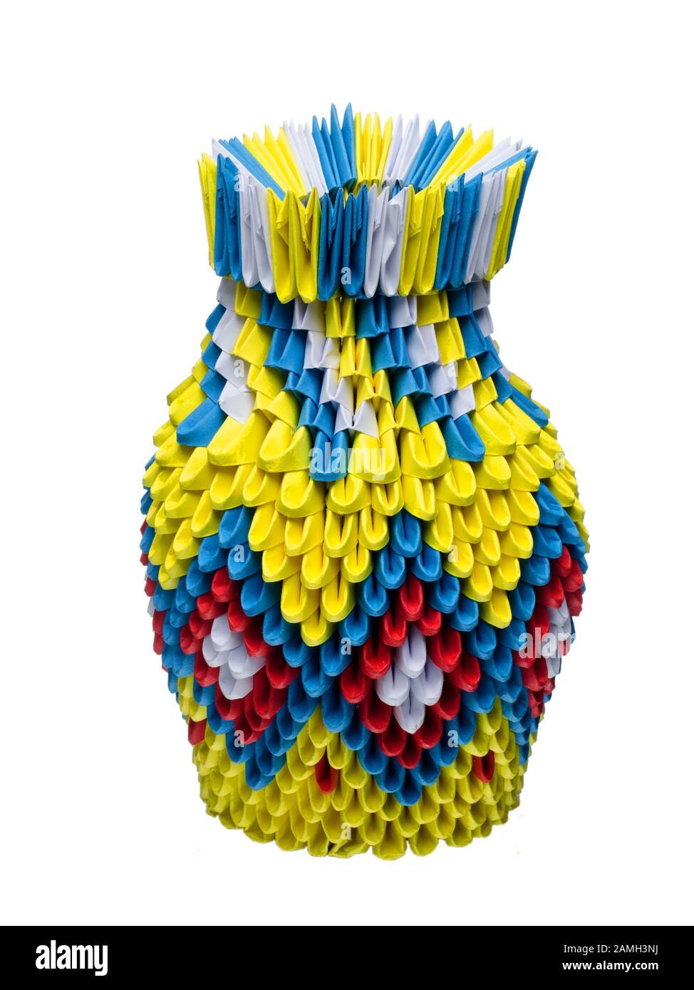3D origami isolated on white background. Hand made vase Stock Photo - Alamy