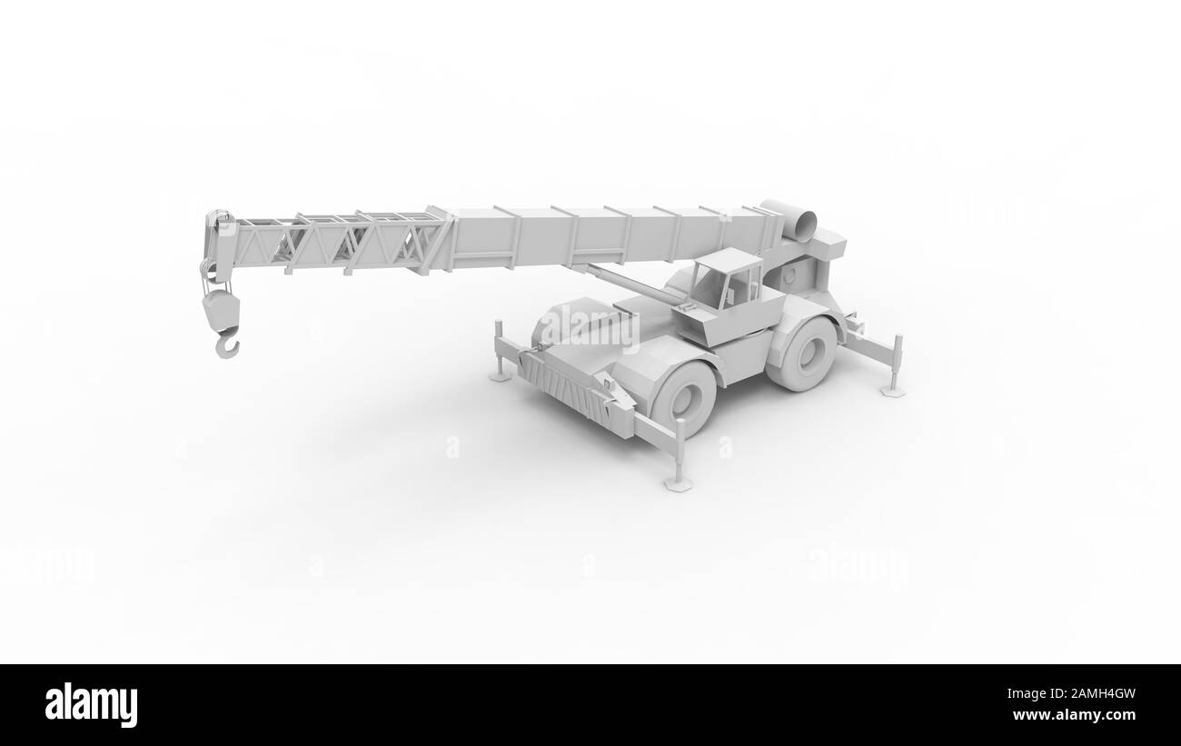 3d rendering of a mobile crane isolated on white studio background ...