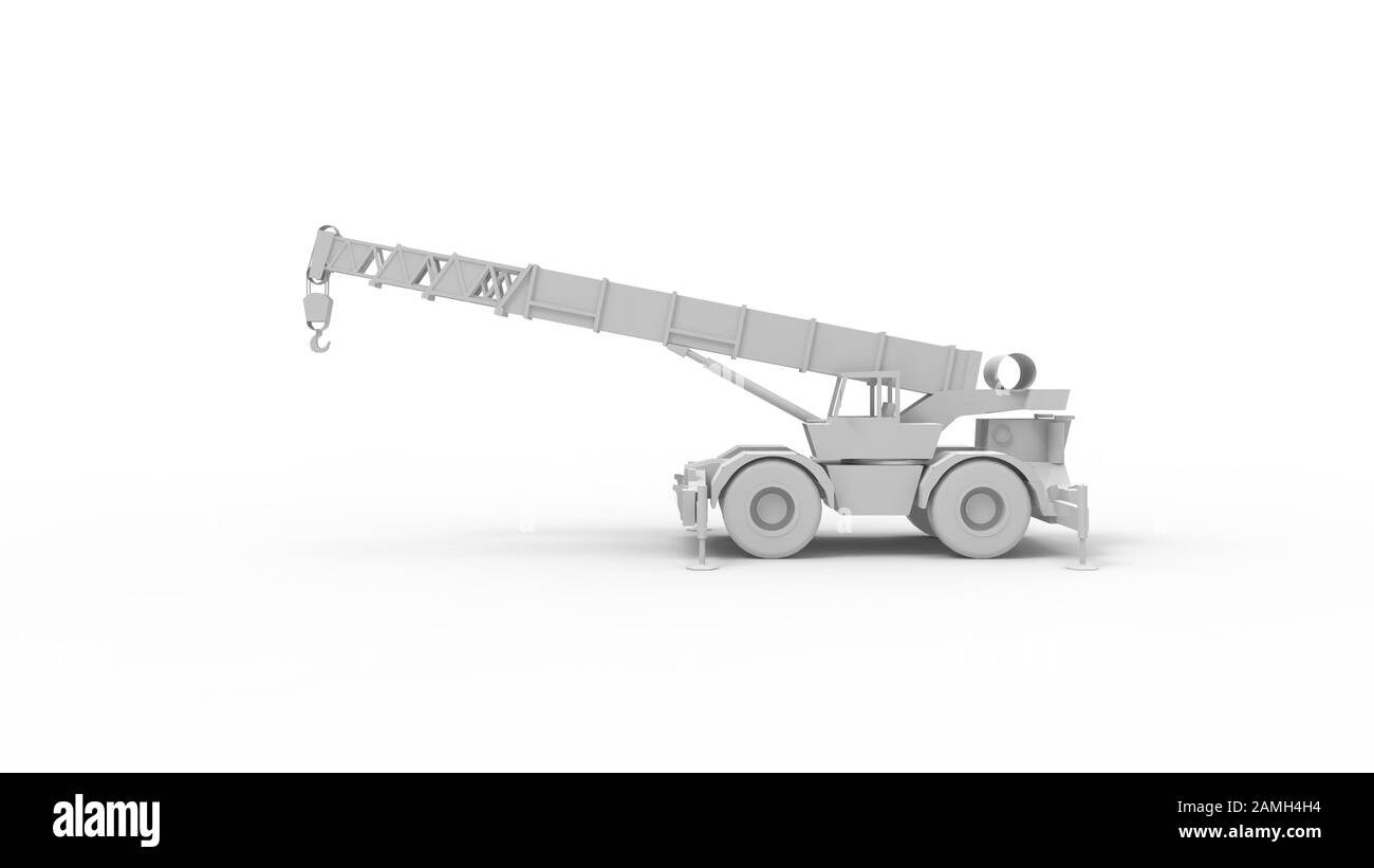3d rendering of a mobile crane isolated on white studio background Stock Photo